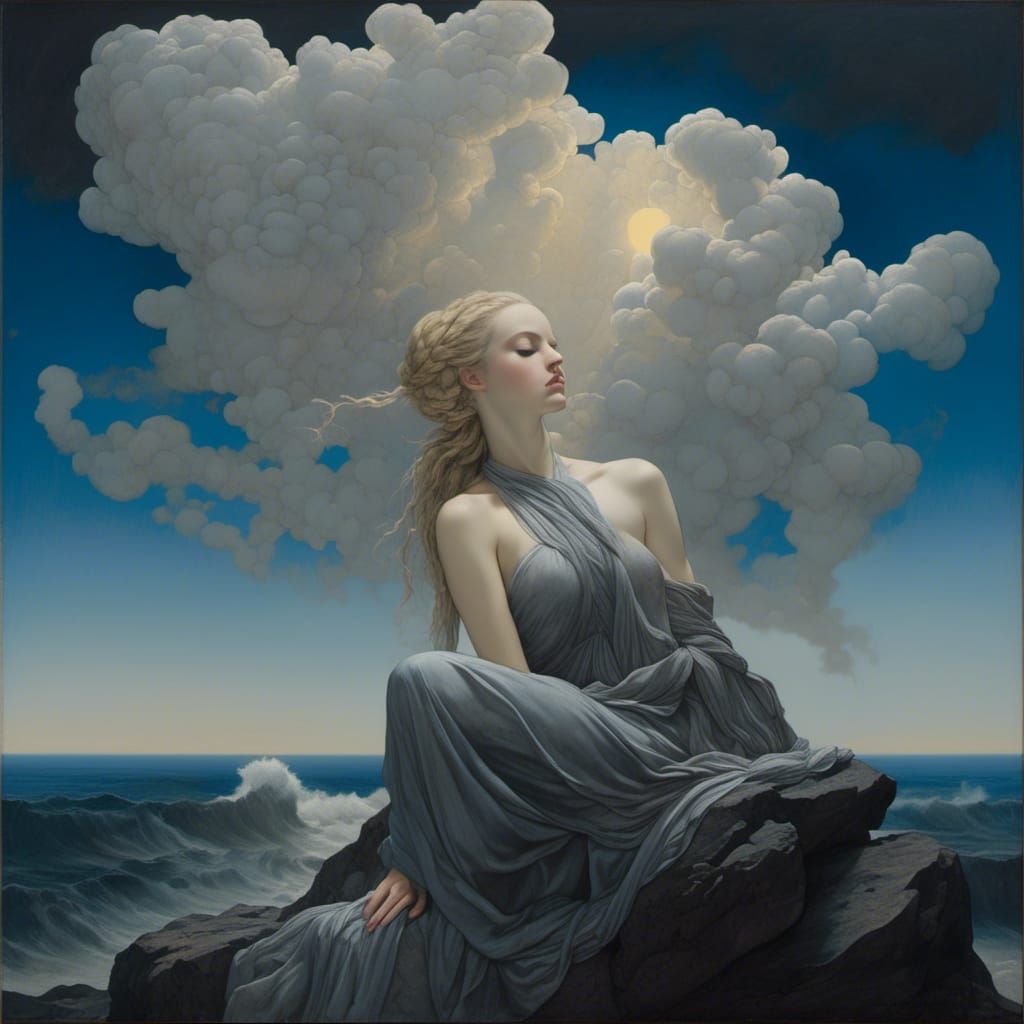 Innocent mourning Black mane of hair <lora:Mashup:1.0>  Dark moonlit night Statuesque most gorgeous style Arghavaan Khosravi Ultra Modern ph...