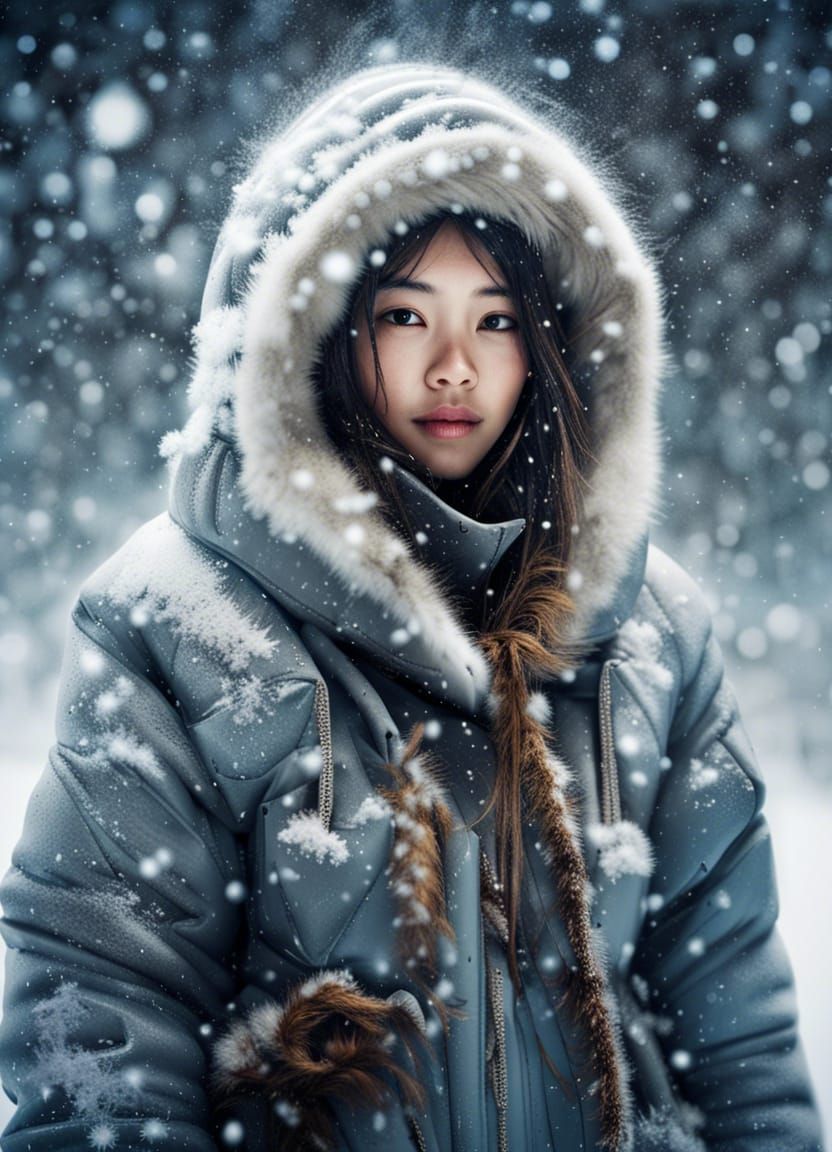 Inuit girl in the snow  by @Ministress