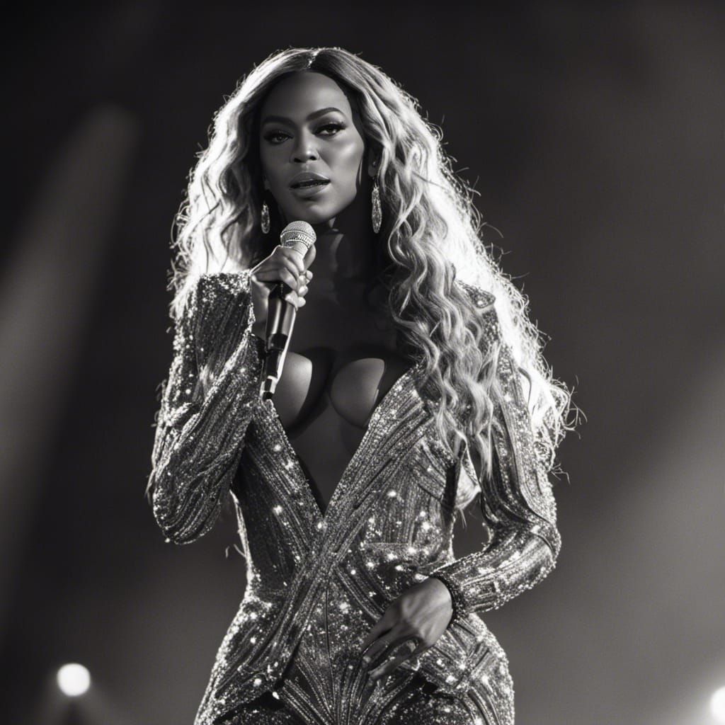 Beyoncé on stage with a microphone
