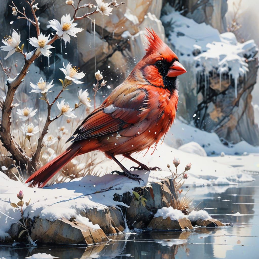 Cardinal watercolor  by @Victoria G