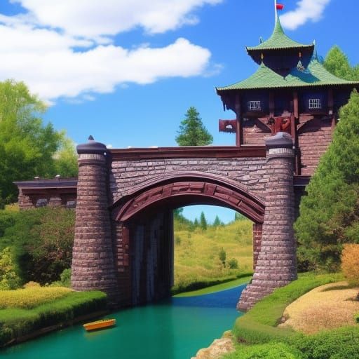Don Bluth style drawbridge (dragon slayer) (warrior)