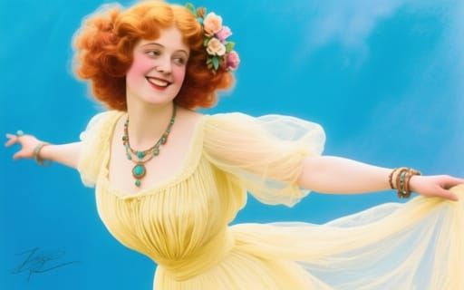 bohemian Gibson Girl with roses