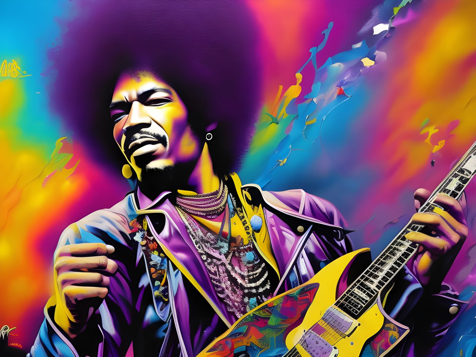 Jimmy Hendrix: Purple Haze - AI Generated Artwork - NightCafe Creator