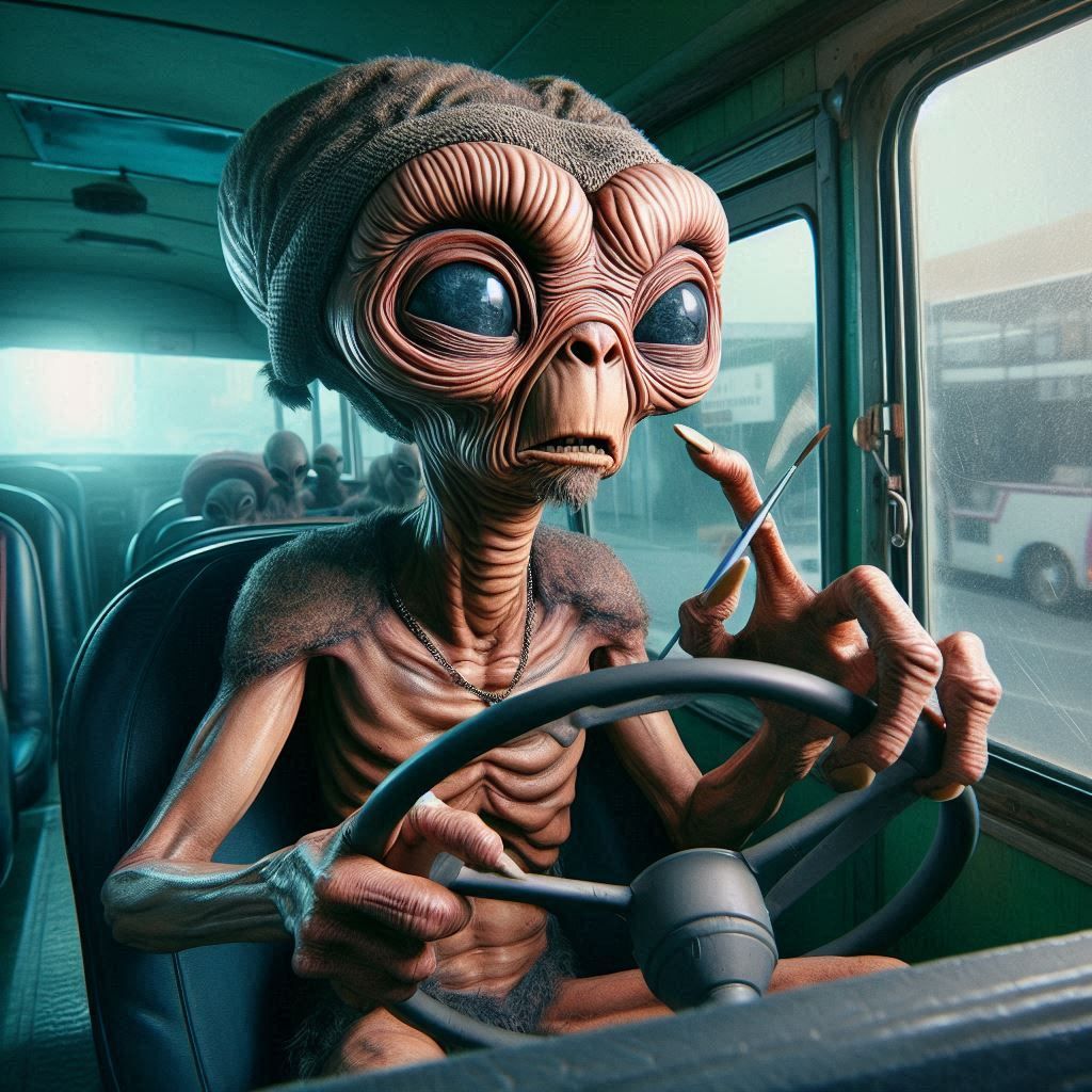 This alien life. Driving the bus home