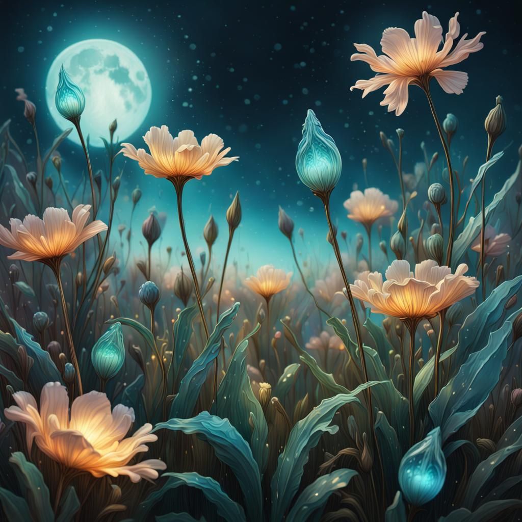 Magical Moonlight Field. - AI Generated Artwork - NightCafe Creator