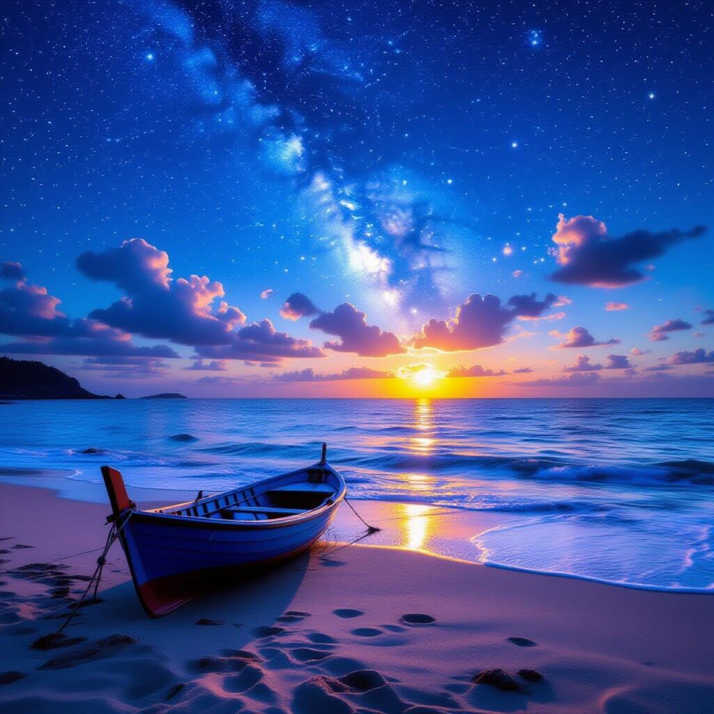 The serene magic of summer nights by the sea, beautiful beach, glorious depth of color   by @Pep