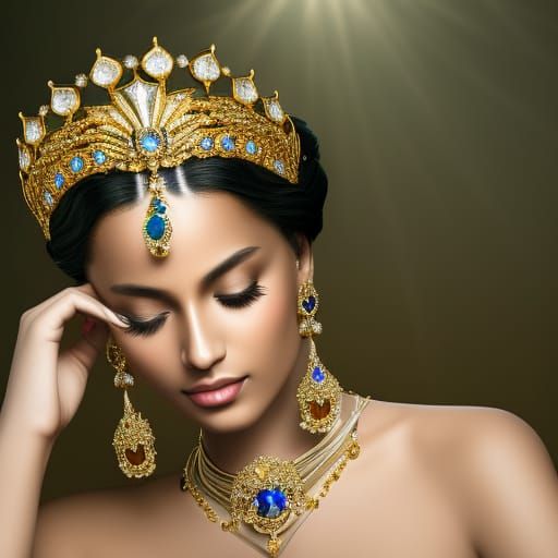 photoillustration, Fantasy, Gold Crown of diamond water droplets