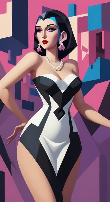 Beautiful woman in pearls dress