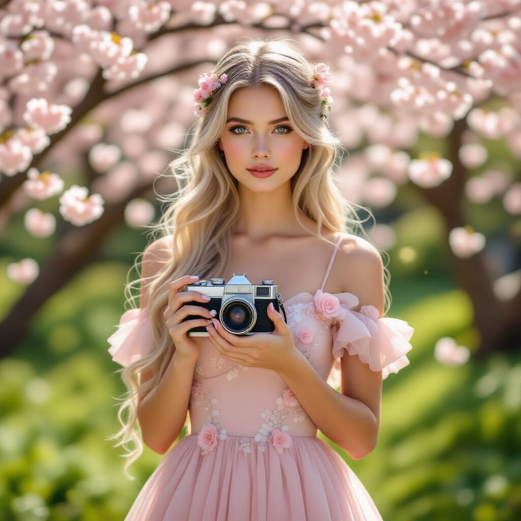 Ethereal Garden Portrait of a Woman with Silver Hair