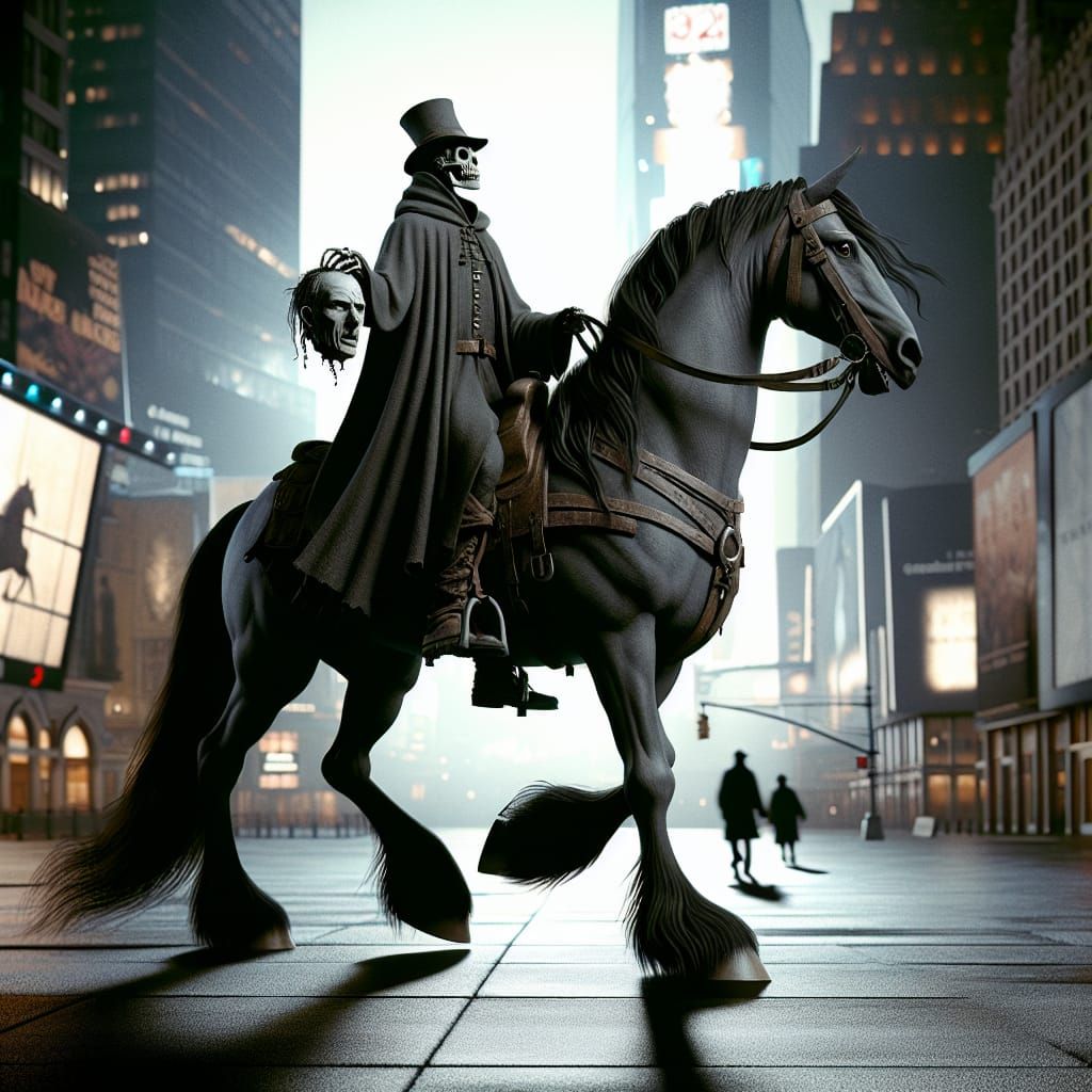 The headless horseman has a head, two of them!!