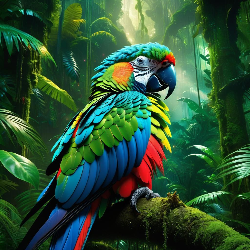 Parrot in rainforest  by @Adrian