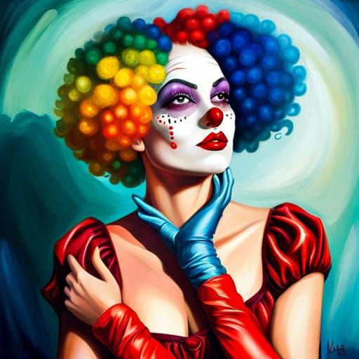 Full clown makeup, circus clown costume(( gorgeous young clown woman ...