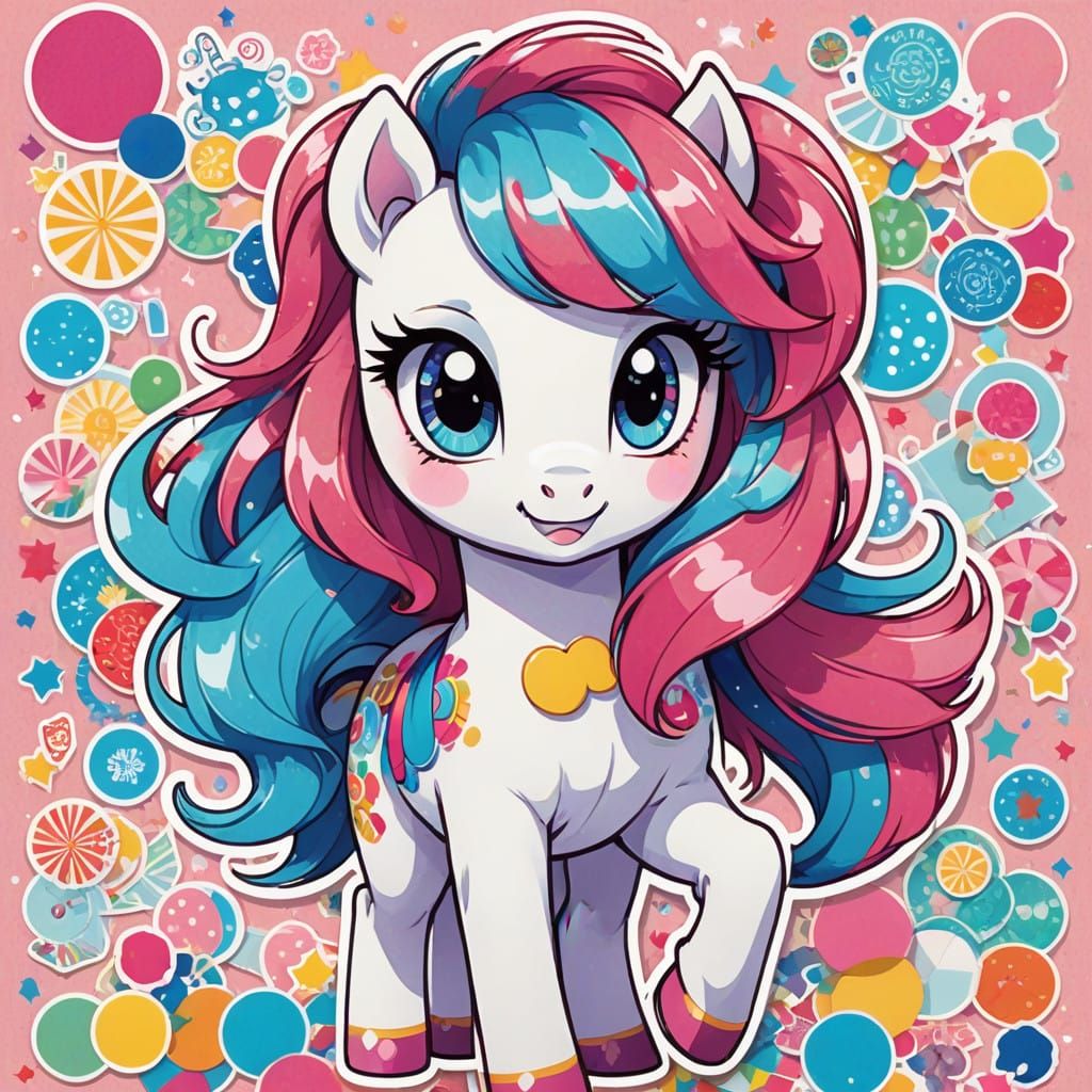 Anime pony sticker  by @Silver Calico