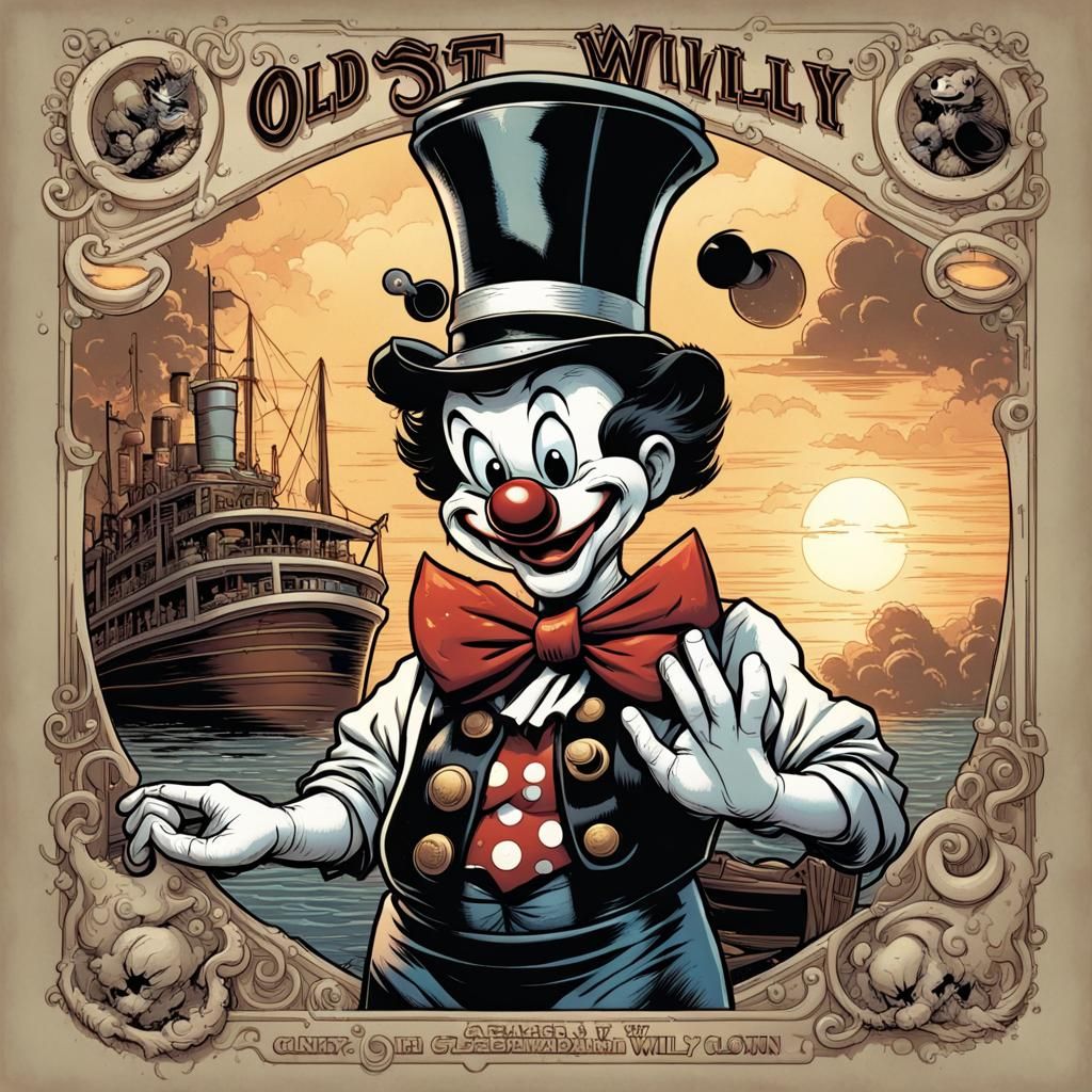 old steamboat willy Disney style of the clown It - AI Generated Artwork ...