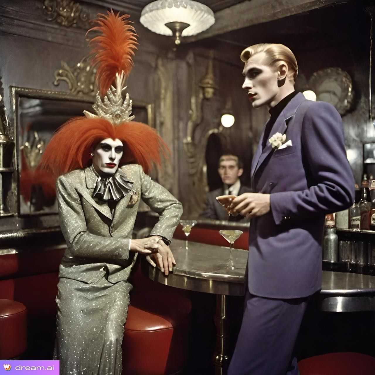 Bar Scene circa 1957: Crossdresser With Crazy Wig/Headpiece ...