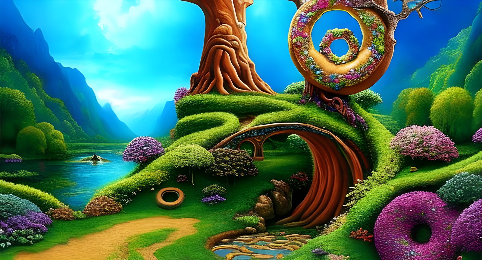 Whimsical donut landscape