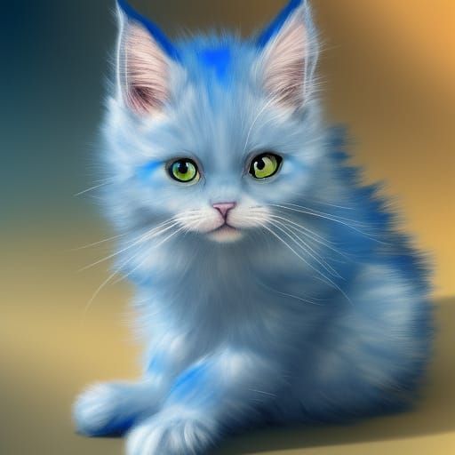 Blue Fluffy Royal Cat