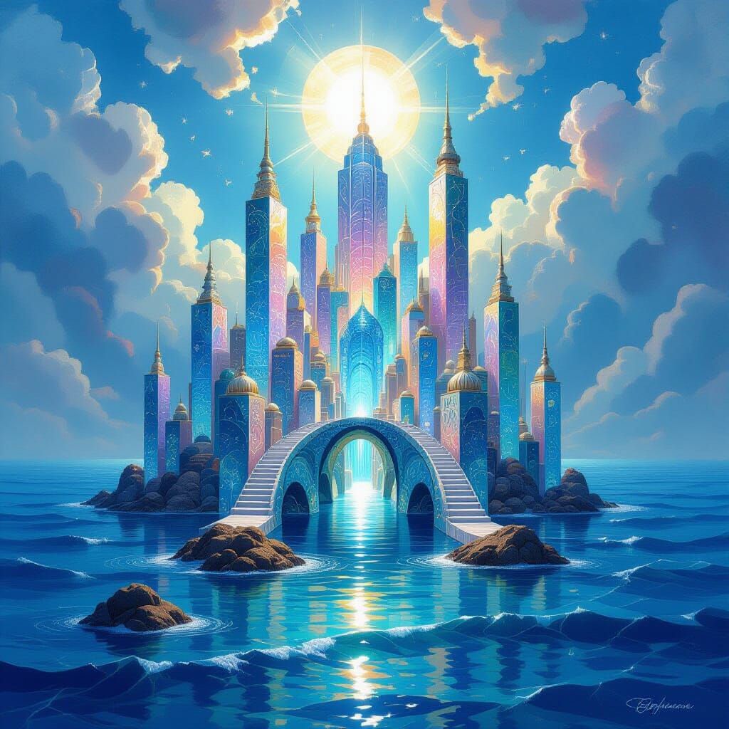 City emerging from the sea