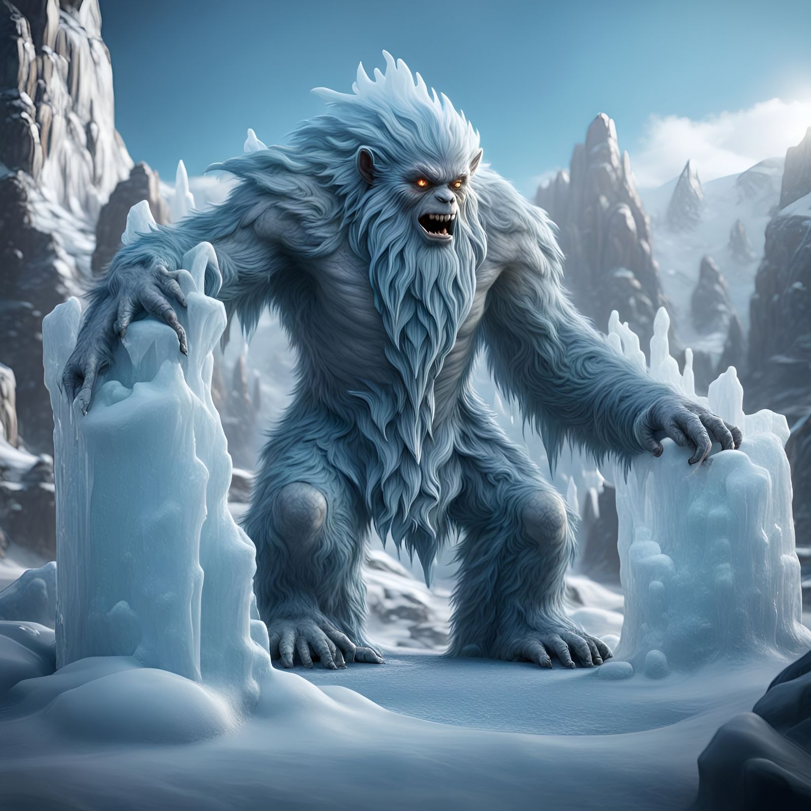 Yeti Ice Sculpture - AI Generated Artwork - NightCafe Creator