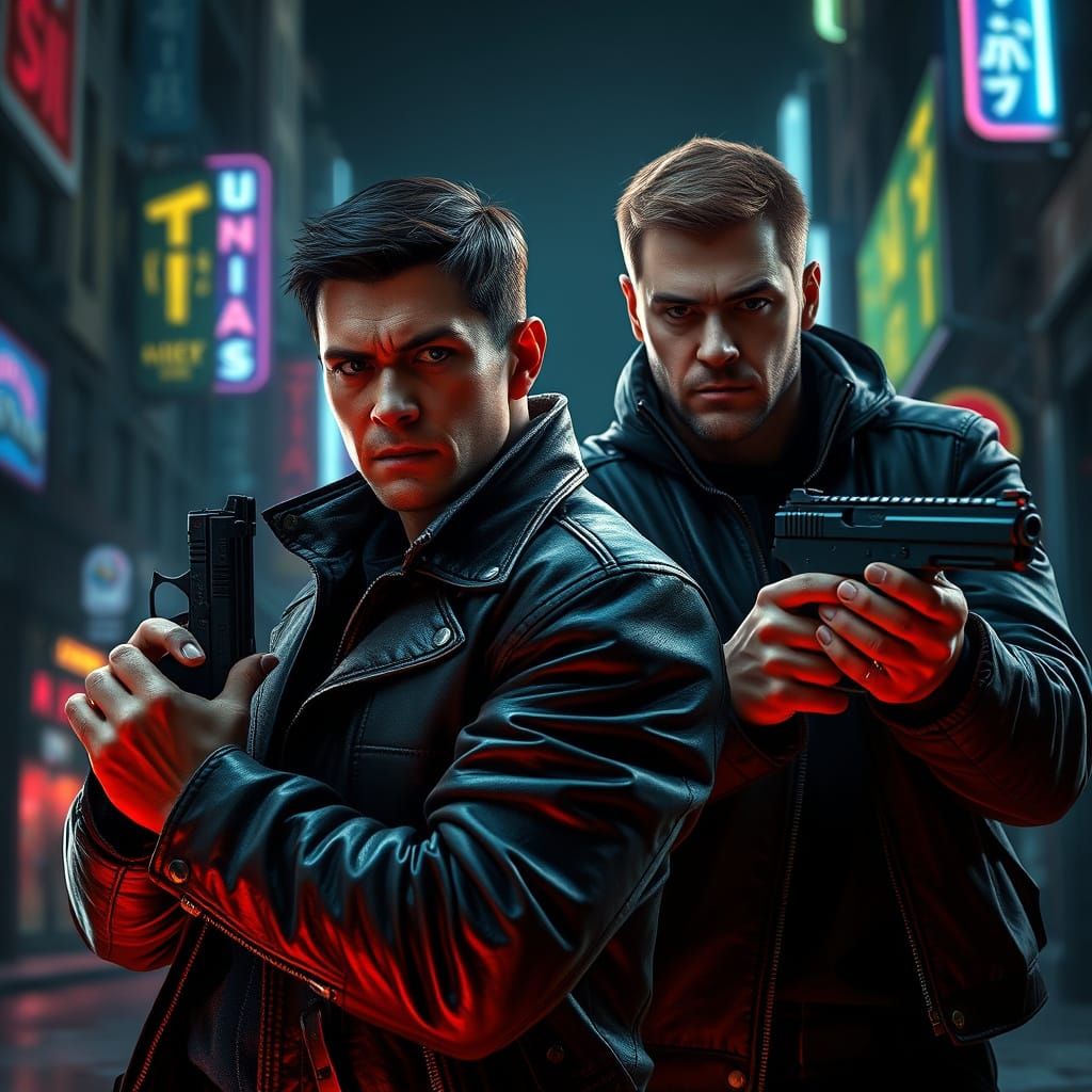 Men Undercover in Dark Urban Sci-Fi Scene