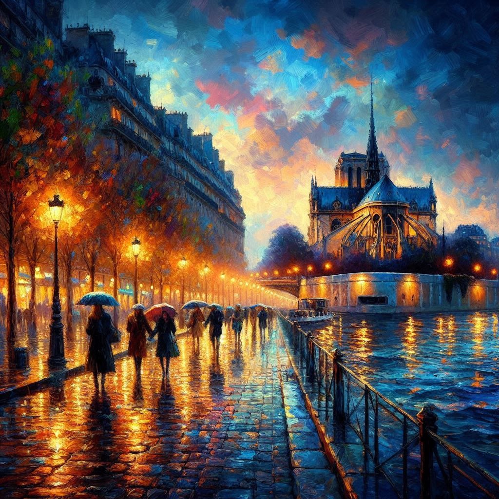 The riverbank at night