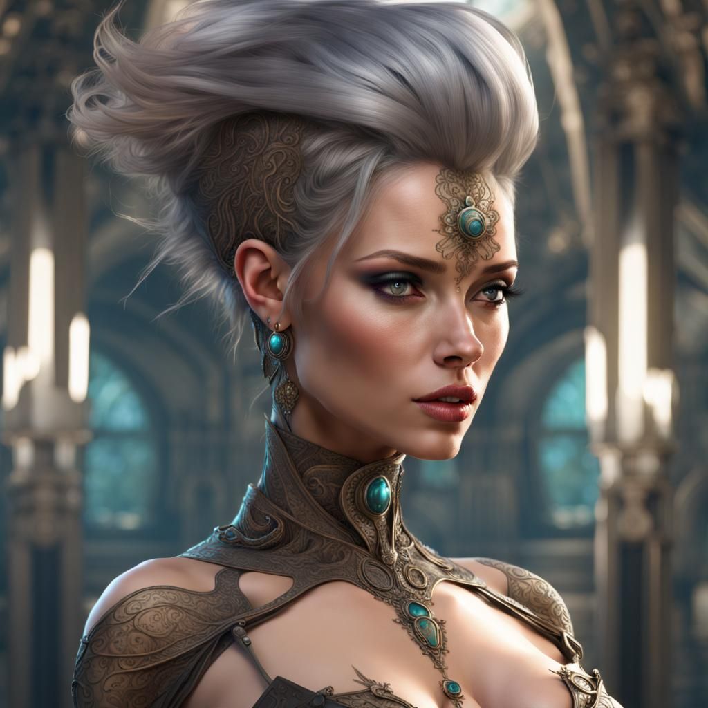 elegant beautiful woman : large brest :: intricately detaile...