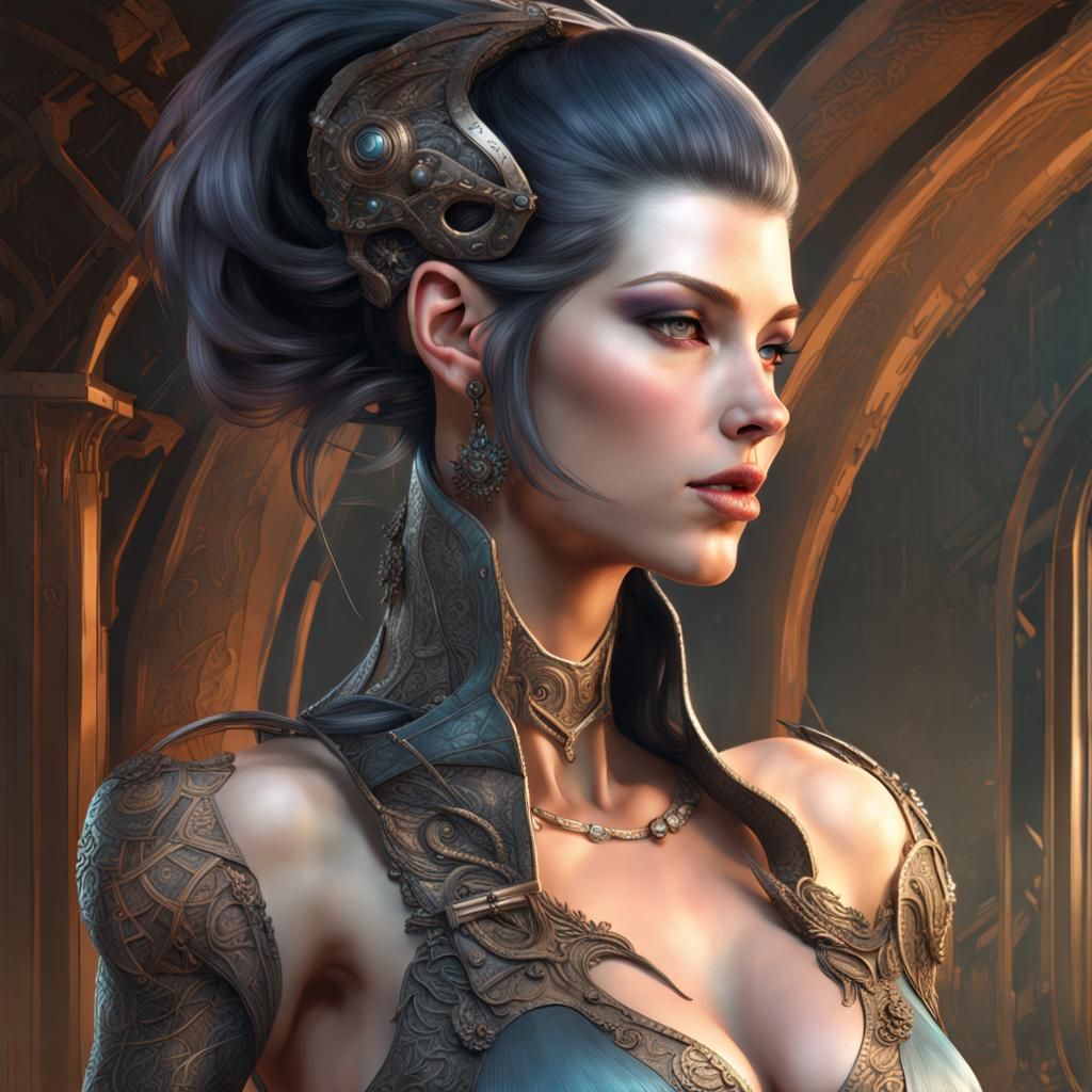 elegant beautiful woman : large brest :: intricately detaile...