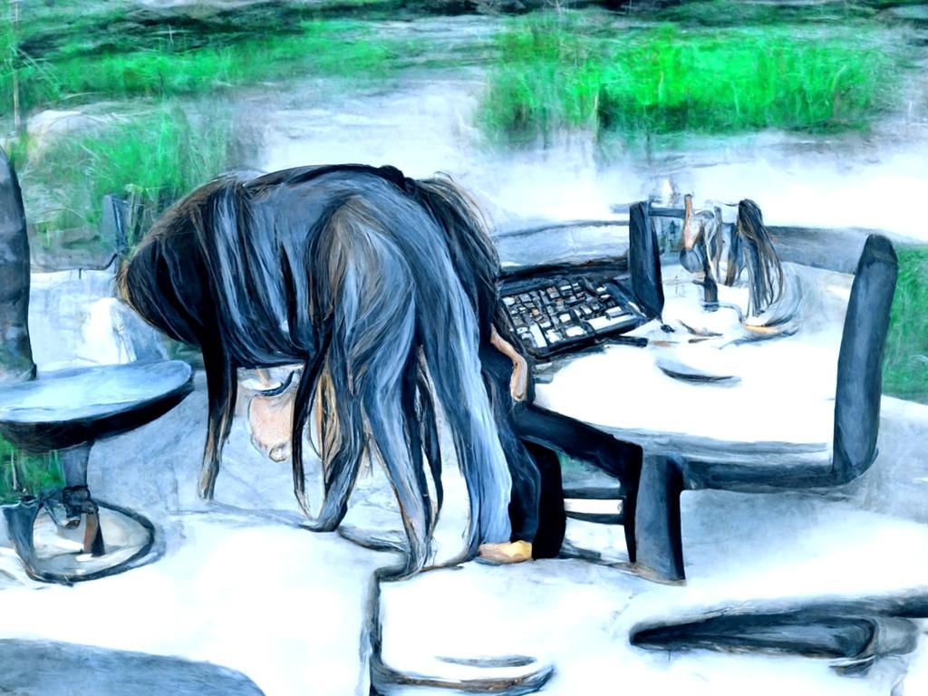 young woman with server depression and giving up slowly