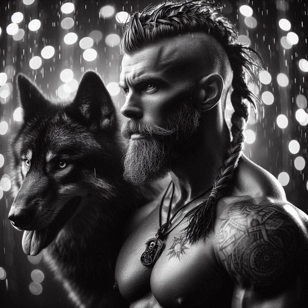 The warrior and his wolf