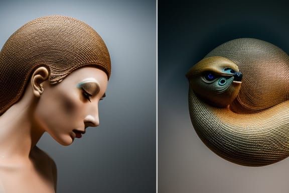swallow-woman hybrid in Surreal Sun and Moon Star made entir...