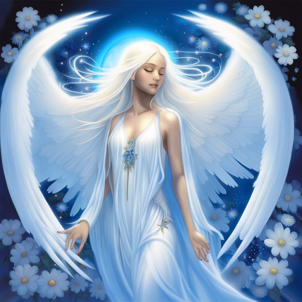 Blue Moon Angel - AI Generated Artwork - NightCafe Creator