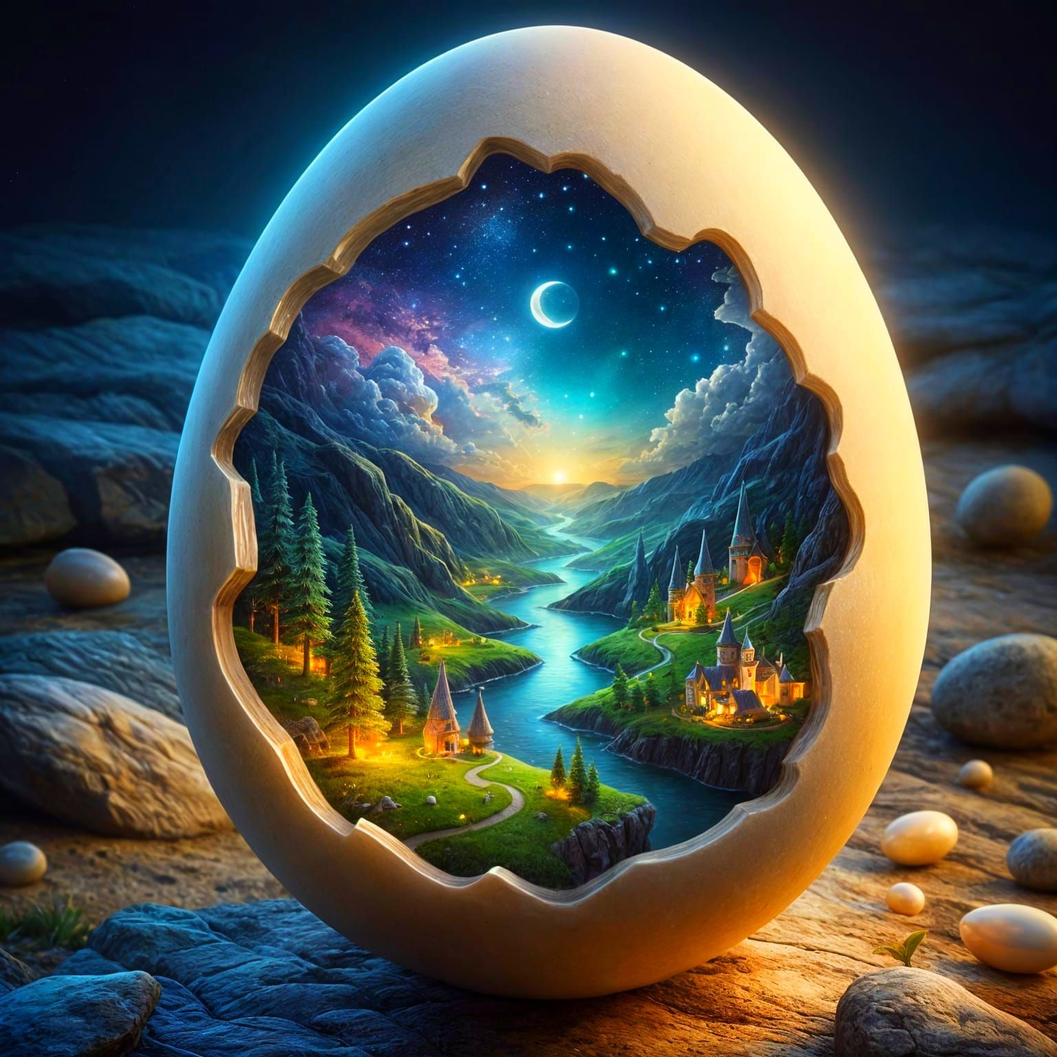 Magical Egg Opens to Reveal Enchanting Night World