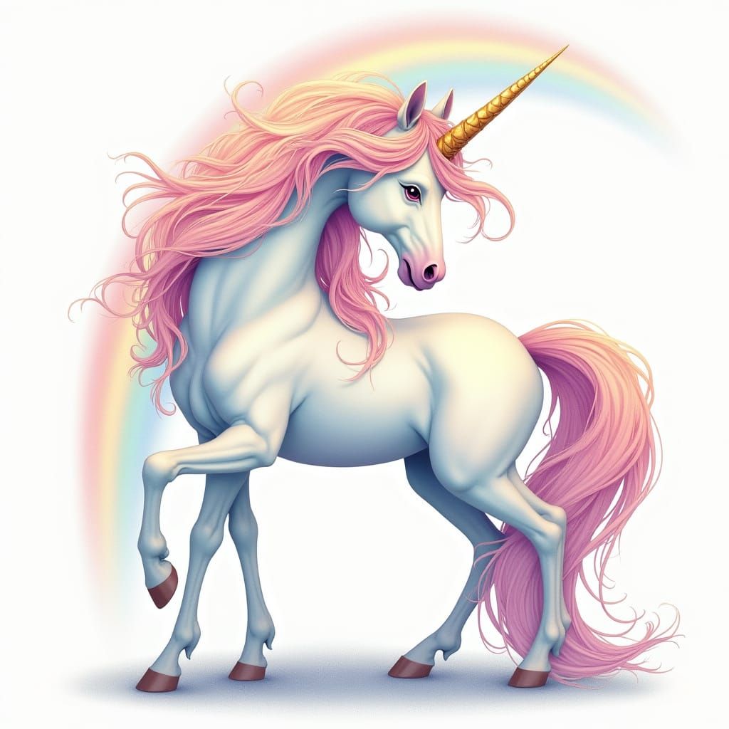 Whimsical Unicorn in Pastel Rainbow Aesthetic