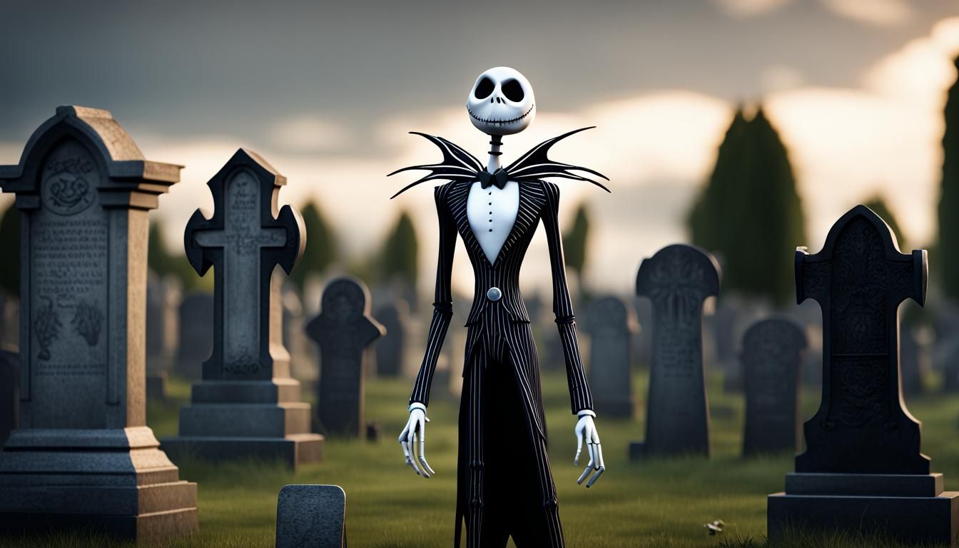 Jack Skellington waits patiently for more customers...