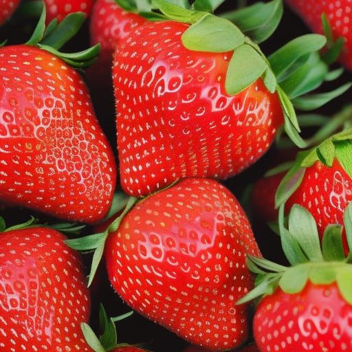 Brilliant colored red strawberries with close up  by @Plumcell
