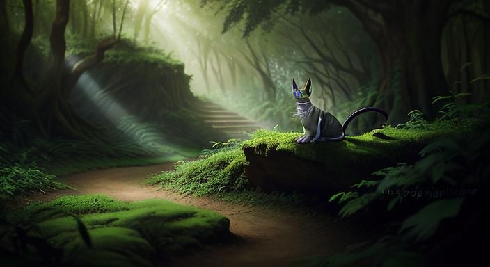 Sphinx Cat Portrait in Enchanted Forest ,

[

Journey into a...