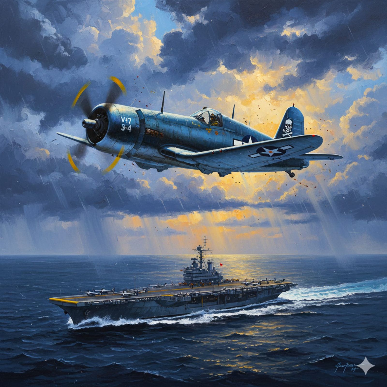 U. S. Navy F4U Corsair, VF-17 Jolly Rogers, on CAP