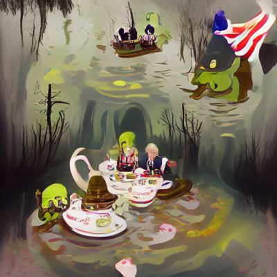 Tea party in the murky depths of a charming swamp