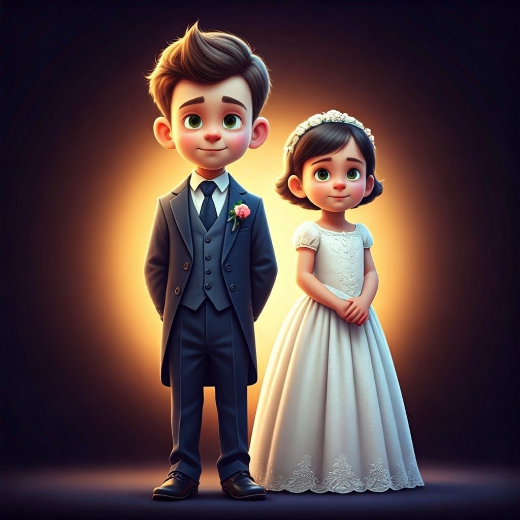 Children's Wedding in Pixar-Style 3D Art