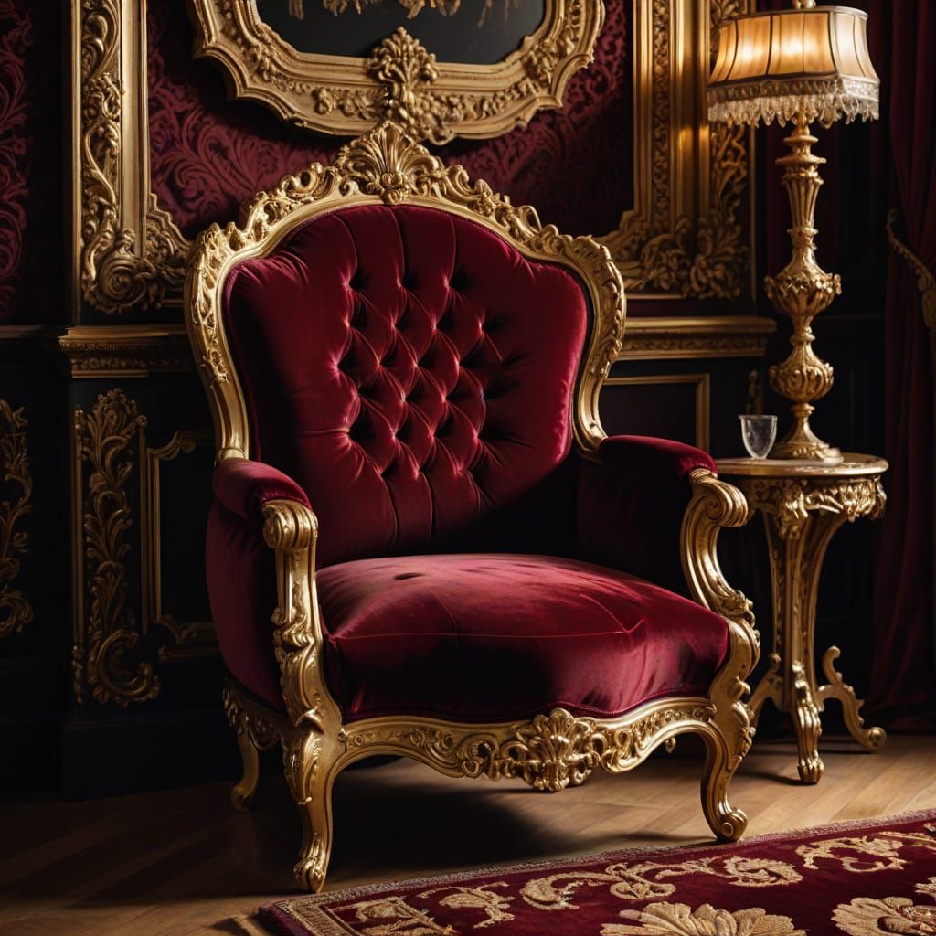 Golden Velvet Throne with a Slightly Tilted Seat