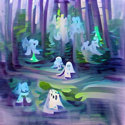 Ghosts haunting a mystical forest