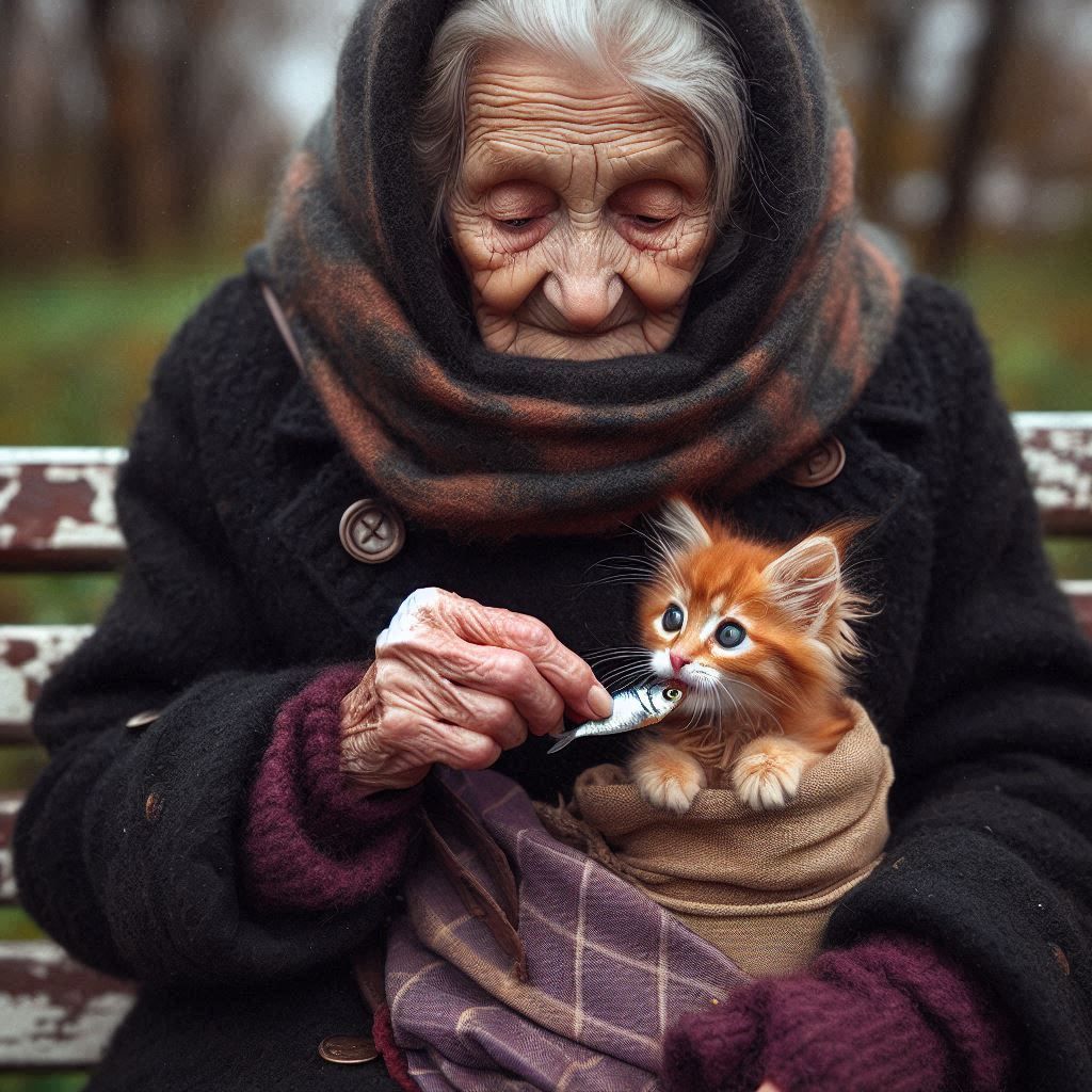 The kitty was abandoned, but she is happy now she is not alo...