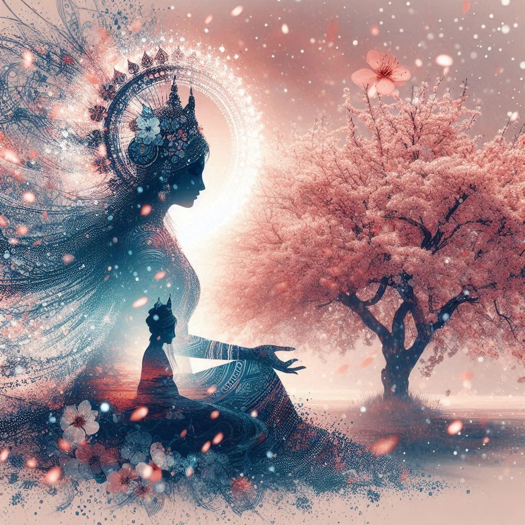 double exposure beautiful fantasy DALL-E 3 portrait landscape..