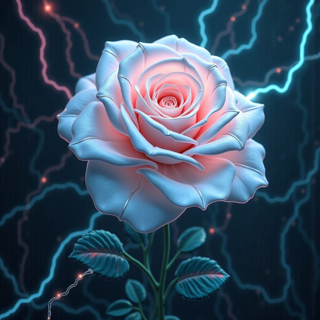 <lora:Zentek:1.0> A rose in the style of zentek white in a digital fantasy world