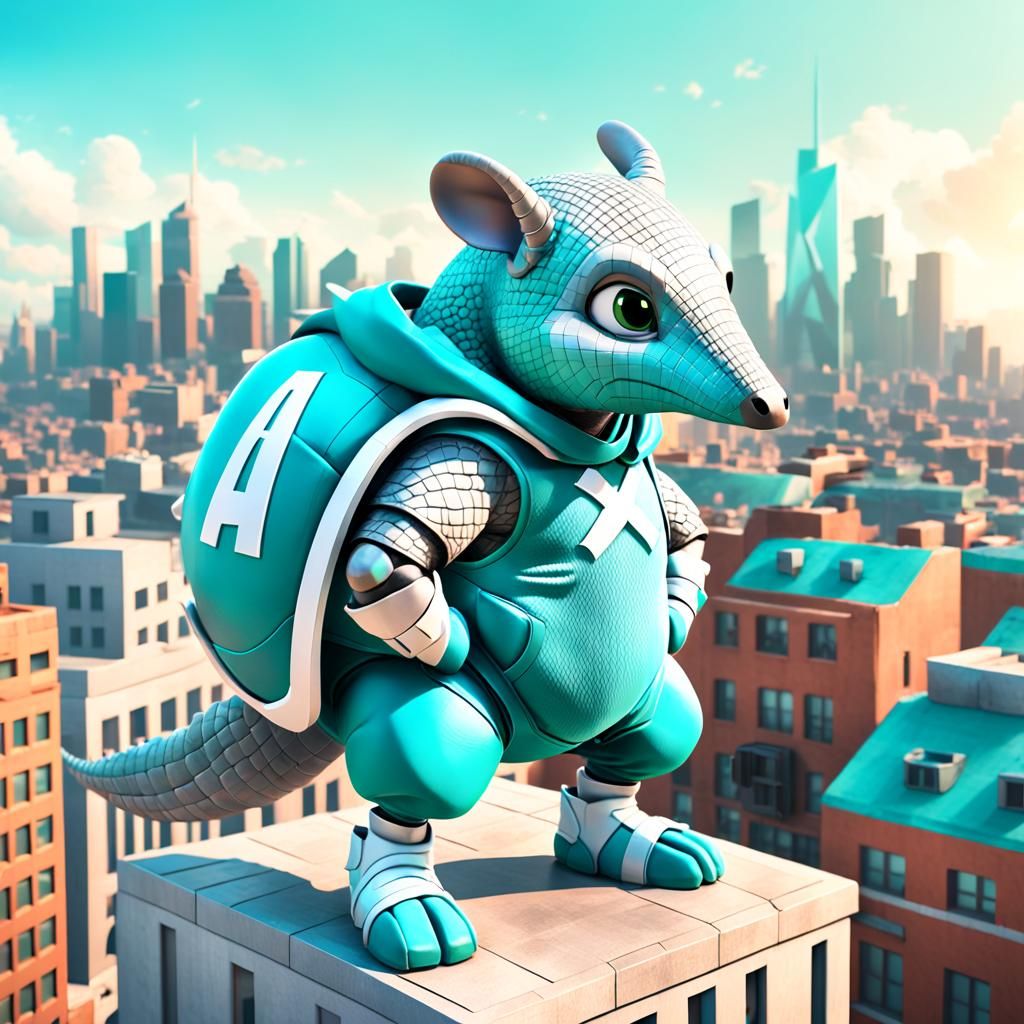 An armadillo super hero  by @Shannon