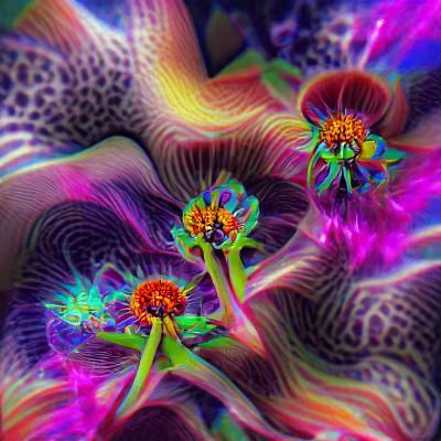 Psychedelic garden flowers