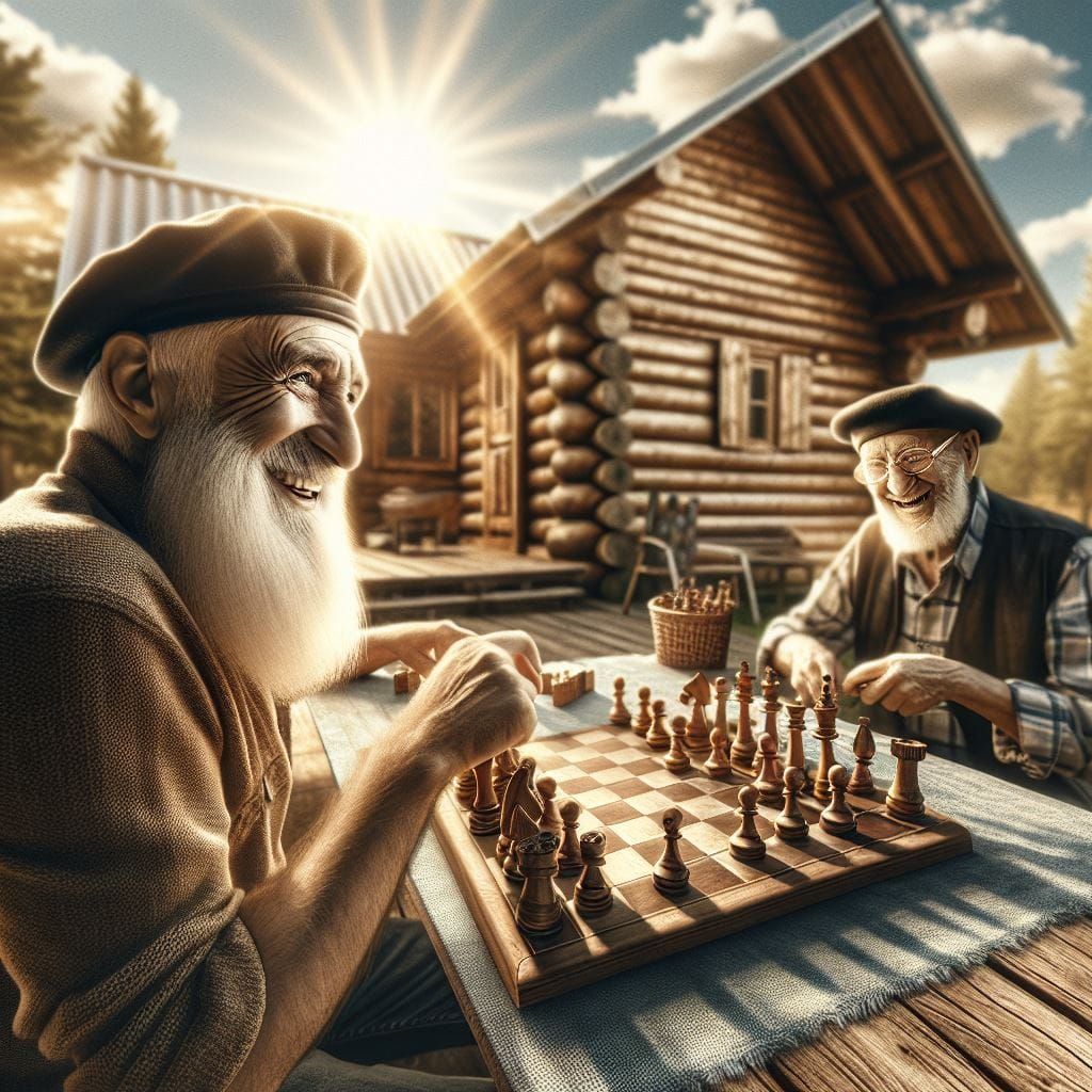 Chess game at sunny day