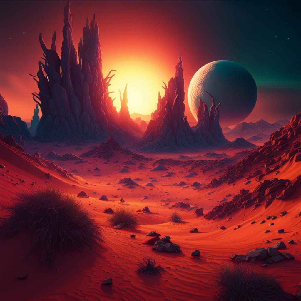 Desert Sunset on a alien planet  by @Lady on Fire