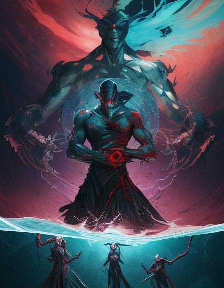 action of ripping demon in half and drinking falling blood e...