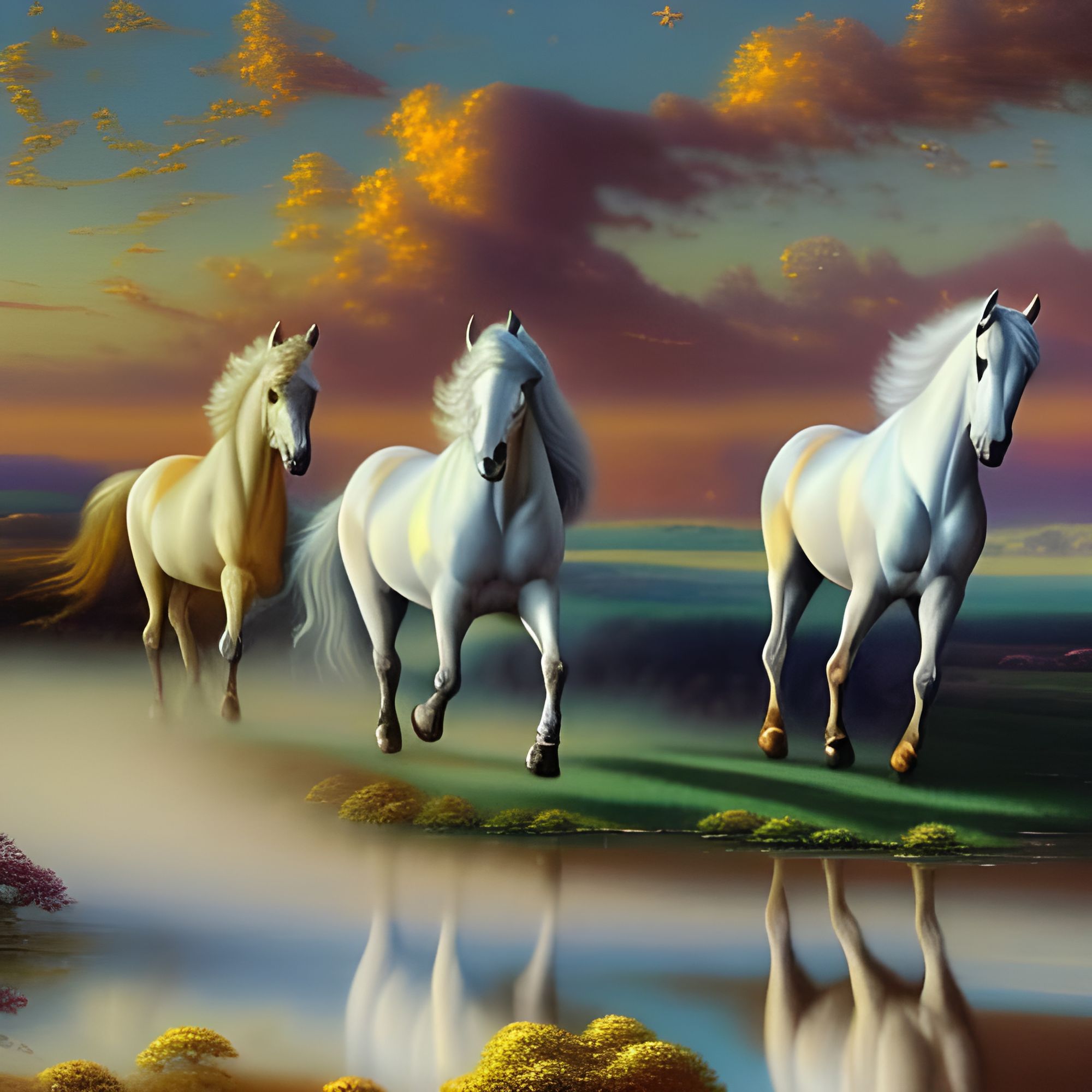 Horses In Heaven - AI Generated Artwork - NightCafe Creator